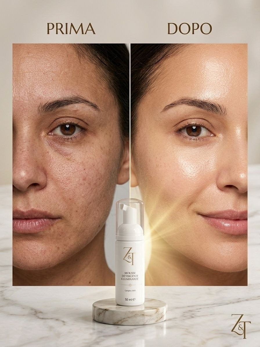 Mousse Detergente Illuminante AHA (50 ml) - Z&T | Esfoliazione Delicata Travel Size