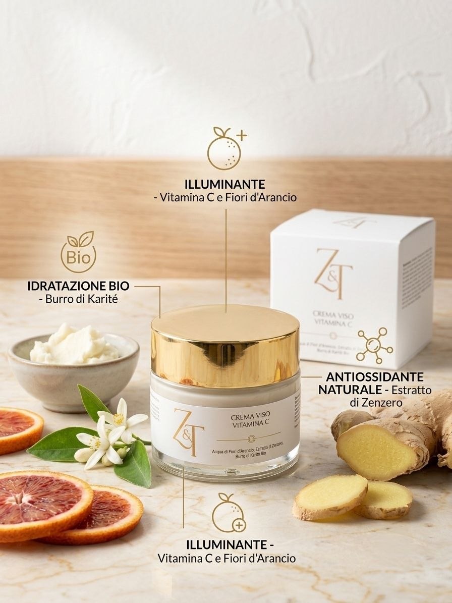 Crema Viso Illuminante Vitamina C (50 ml) - Z&T | Trattamento Antiossidante e Schiarente