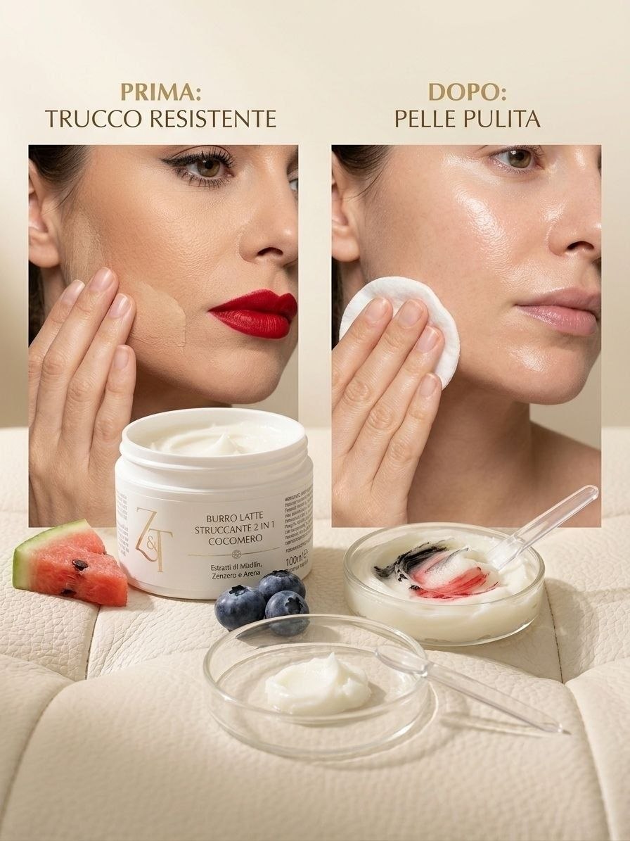 Burro Latte Struccante 2 in 1 Cocomero (100 ml) - Z&T | Detersione Fresca e Nutriente