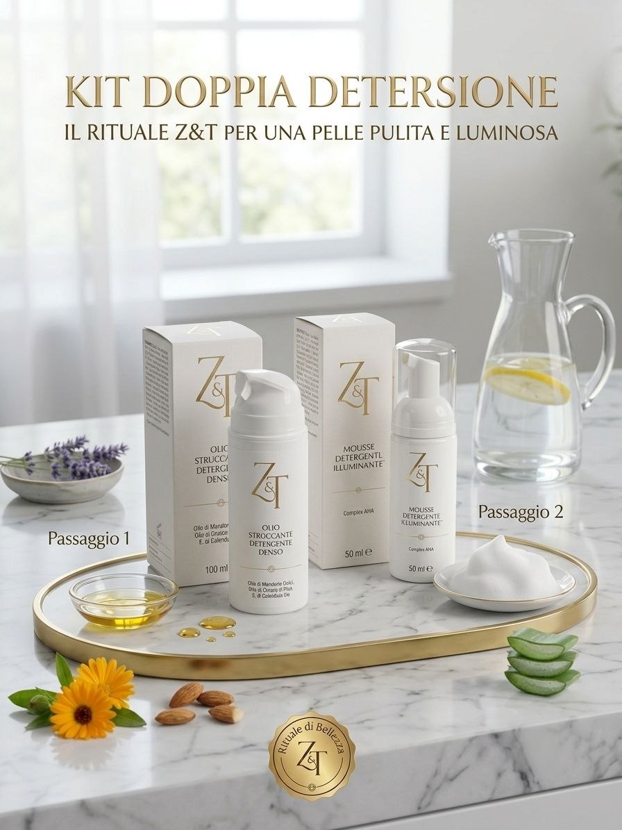 Kit Doppia Detersione - Z&T | Olio Struccante Denso + Mousse Illuminante AHA