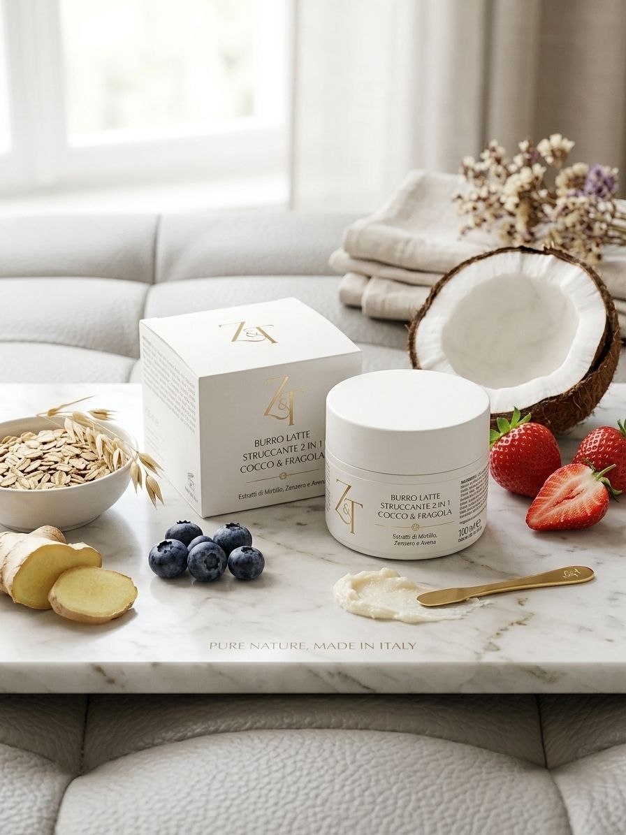Burro Latte Struccante 2 in 1 Cocco e Fragola (100 ml) - Z&T | Detersione Naturale e Nutriente